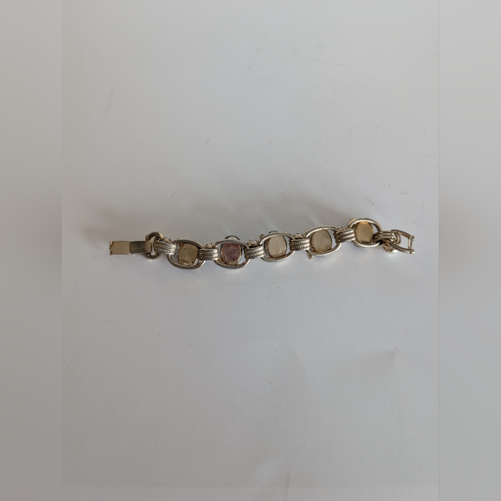 Vintage Chunky Bracelet Black Rhinestone, Gold with Pearls 1970 - Picture 2 of 3